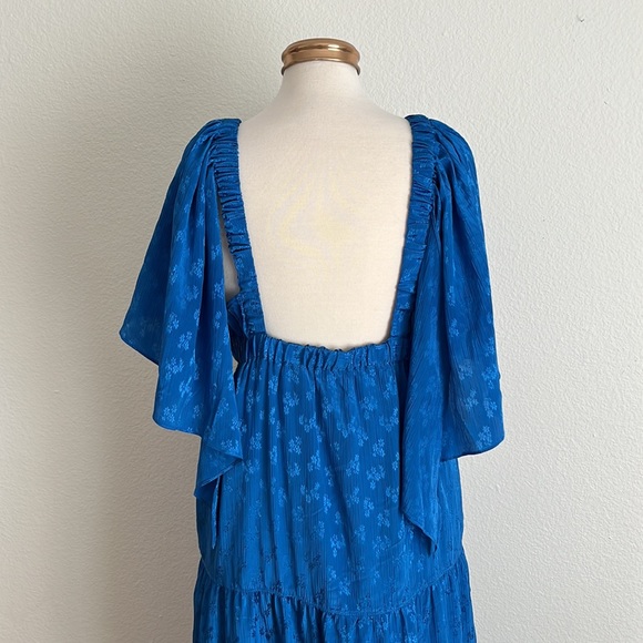 Free People Cha Cha Floral Button Front Cape Style Ruffle Hem Maxi Dress - Picture 9 of 13